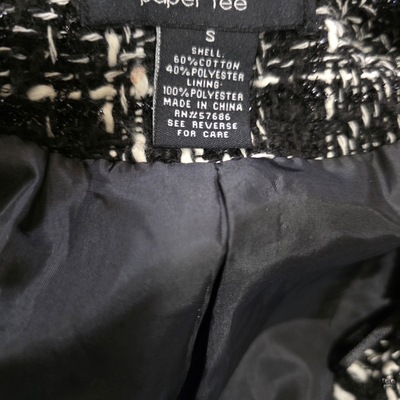 Paper Tee Black and White Tweed Blazer - Picture 3 of 5